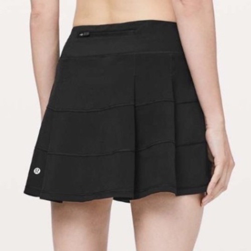 Lululemon Pace Rival Skirt Tall Black Pleated Tennis Running Skort Size 12 Tall